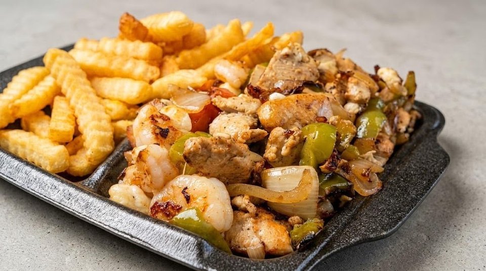 Quick-bite dishes listed on a simple menu board.